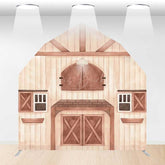 Lofaris Rustic Wooden Farm House Barn Door Arch Backdrop